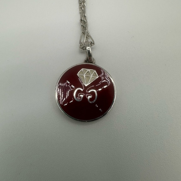 GUCCI Ghost Red White and Silver Necklace - Picture 1 of 8